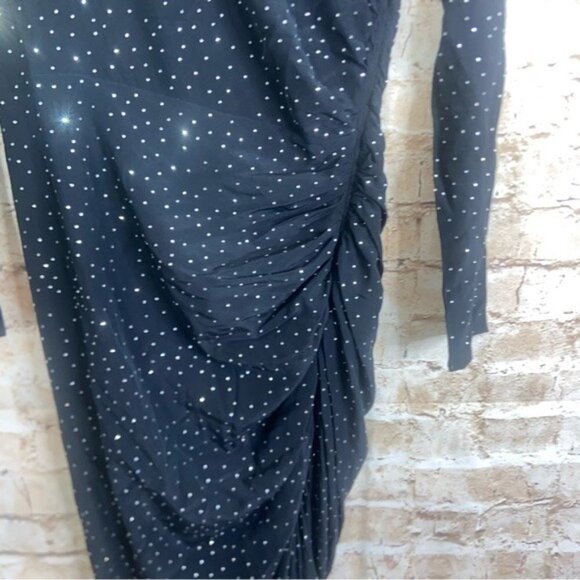 Veronica Beard Amara Ruched Silk Long-Sleeve Embellished Dress Black Siz… - Picture 5 of 10